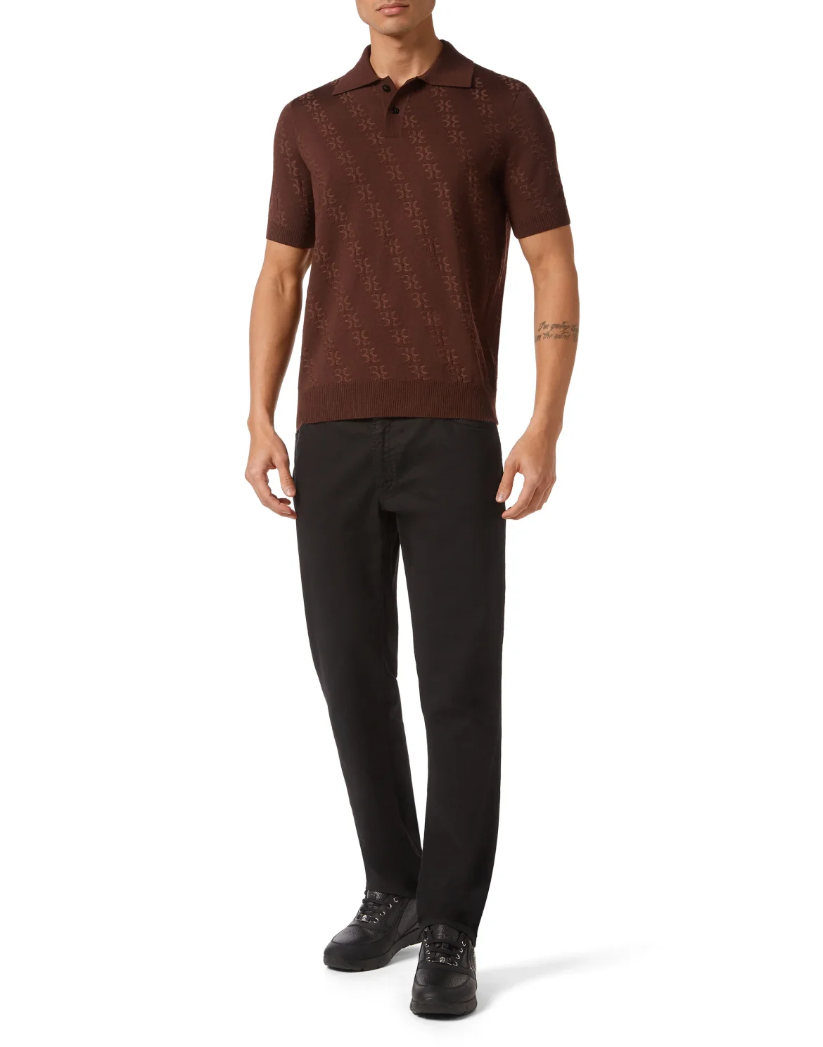 Wool and Silk Pullover Polo-Neck SS, цвет: Коричневый