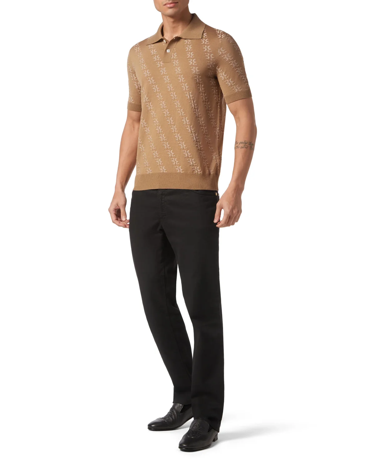 Wool and Silk Pullover Polo-Neck SS, цвет: Бежевый