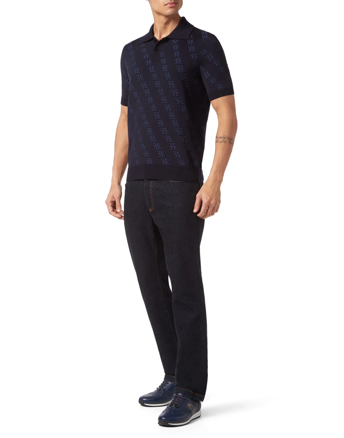 Wool and Silk Pullover Polo-Neck SS, цвет: Синий