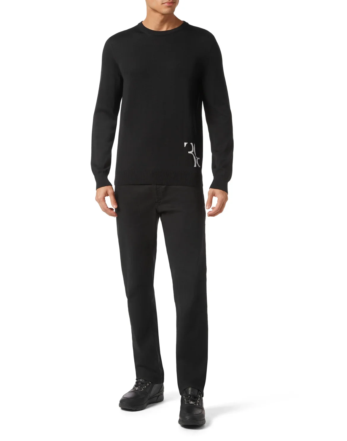 Wool and Silk Pullover Round Neck LS, цвет: Черный