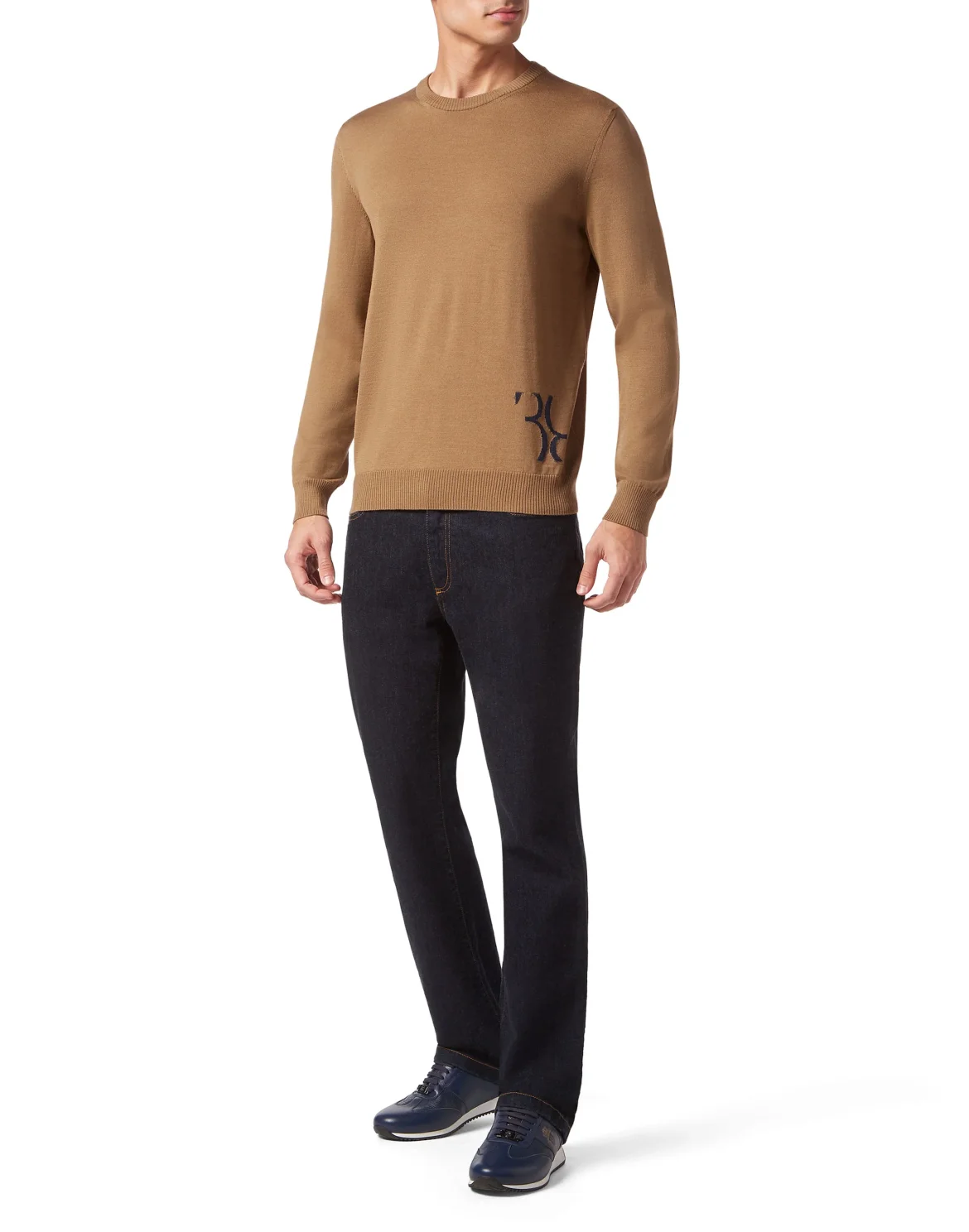 Wool and Silk Pullover Round Neck LS, цвет: Бежевый