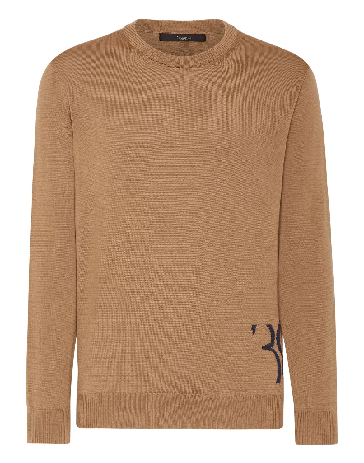 Wool and Silk Pullover Round Neck LS, цвет: Бежевый