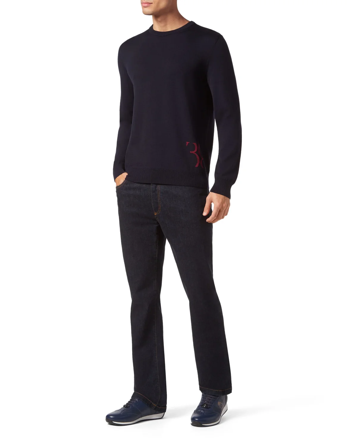 Wool and Silk Pullover Round Neck LS, цвет: Синий