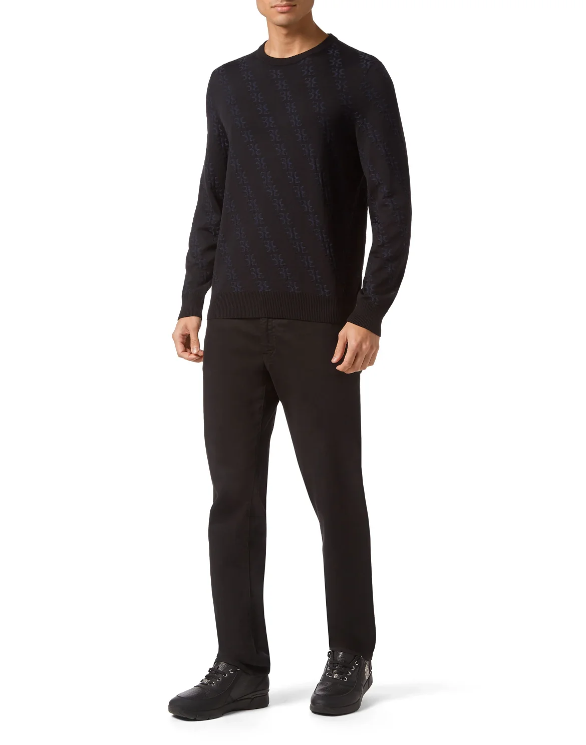 Wool and Silk Pullover Round Neck LS, цвет: Черный