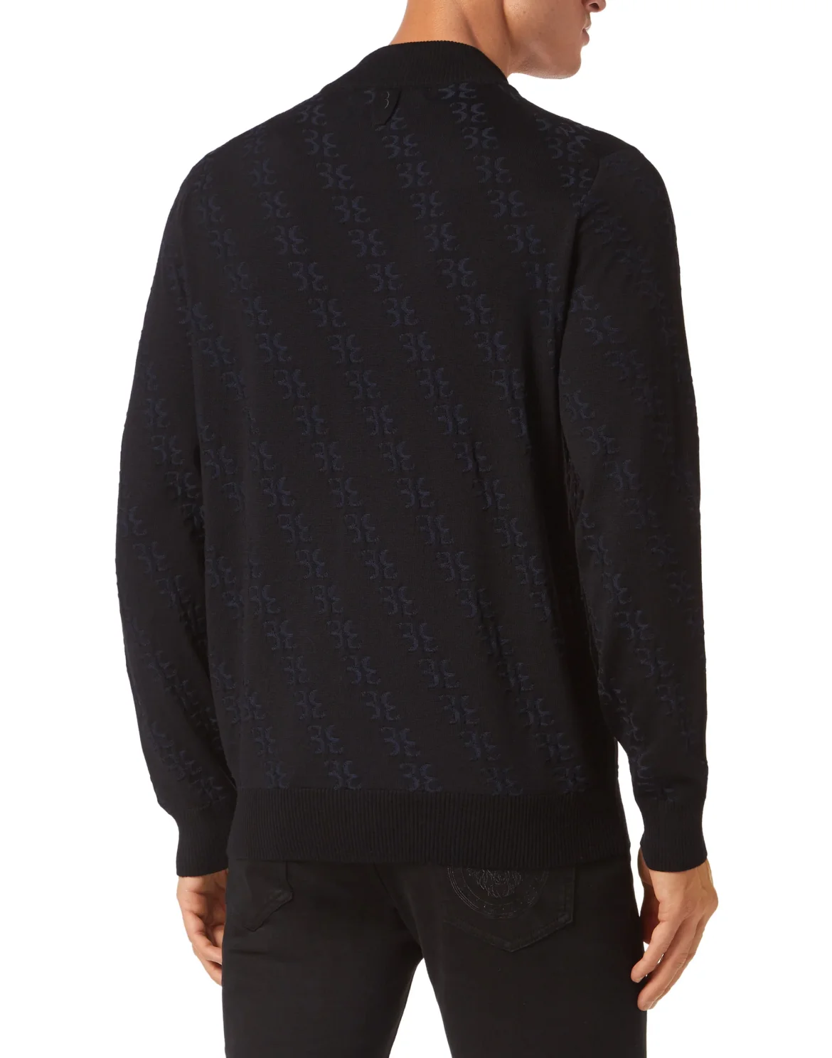 Wool and Silk Pullover zip mock, цвет: Черный