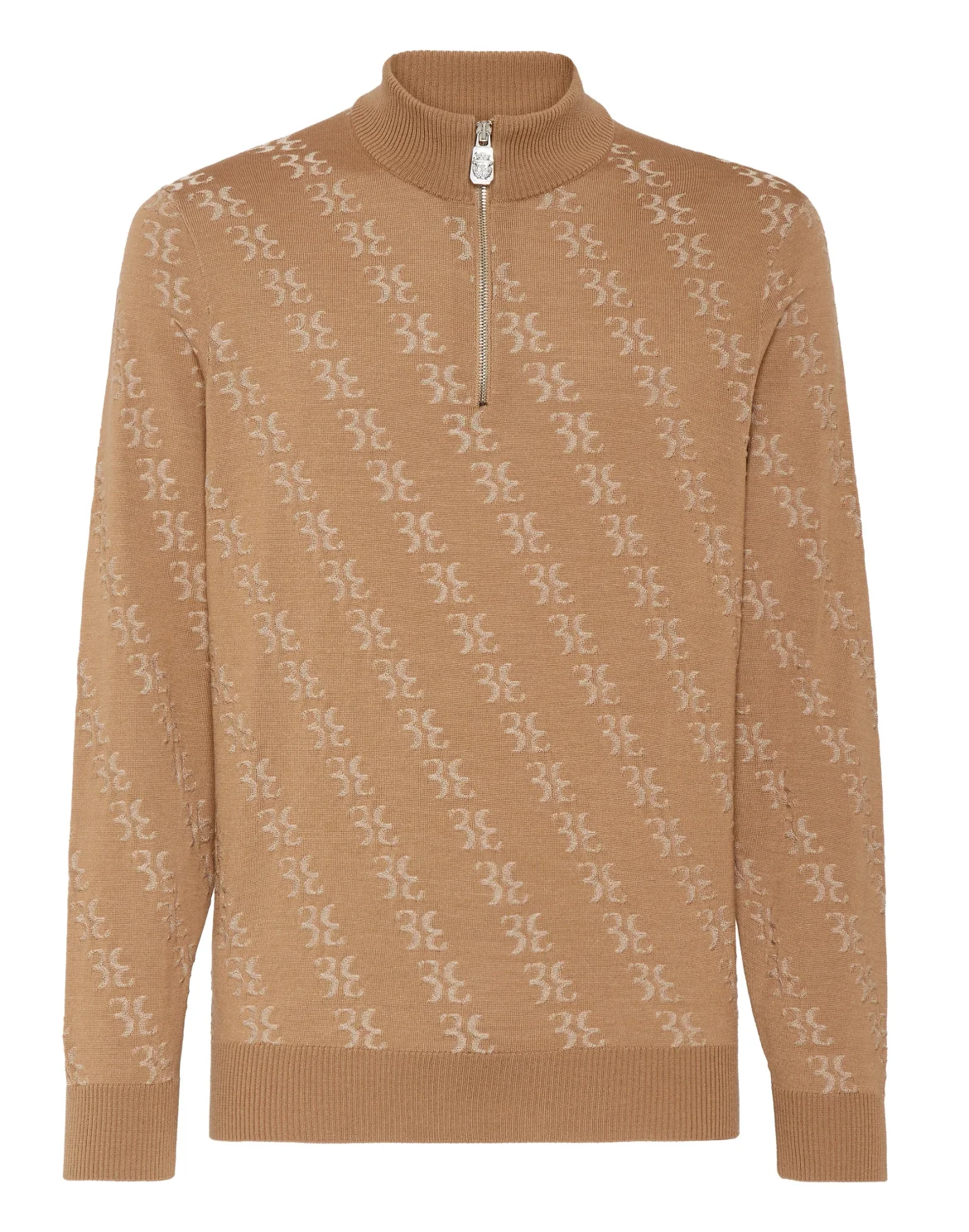 Wool and Silk Pullover zip mock, цвет: Бежевый