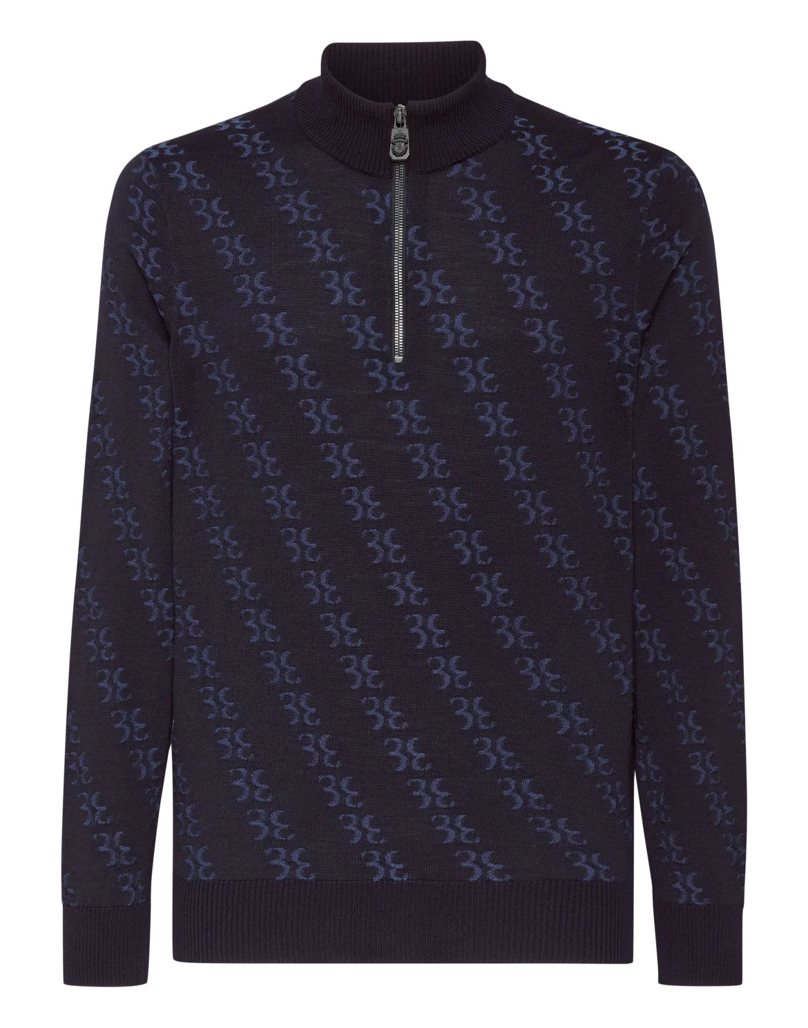 Wool and Silk Pullover zip mock, цвет: Синий