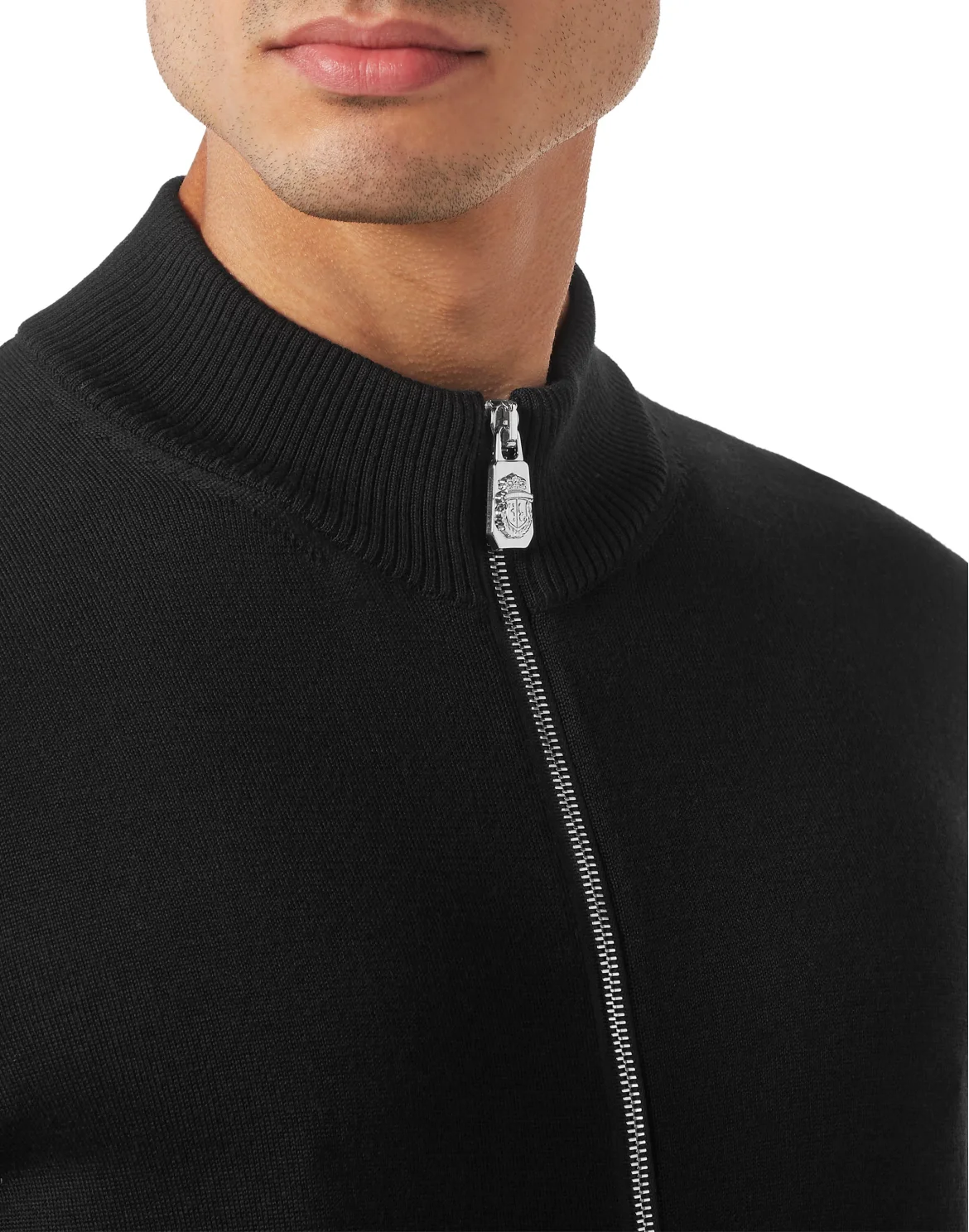 Wool and Silk Pullover full zip, цвет: Черный