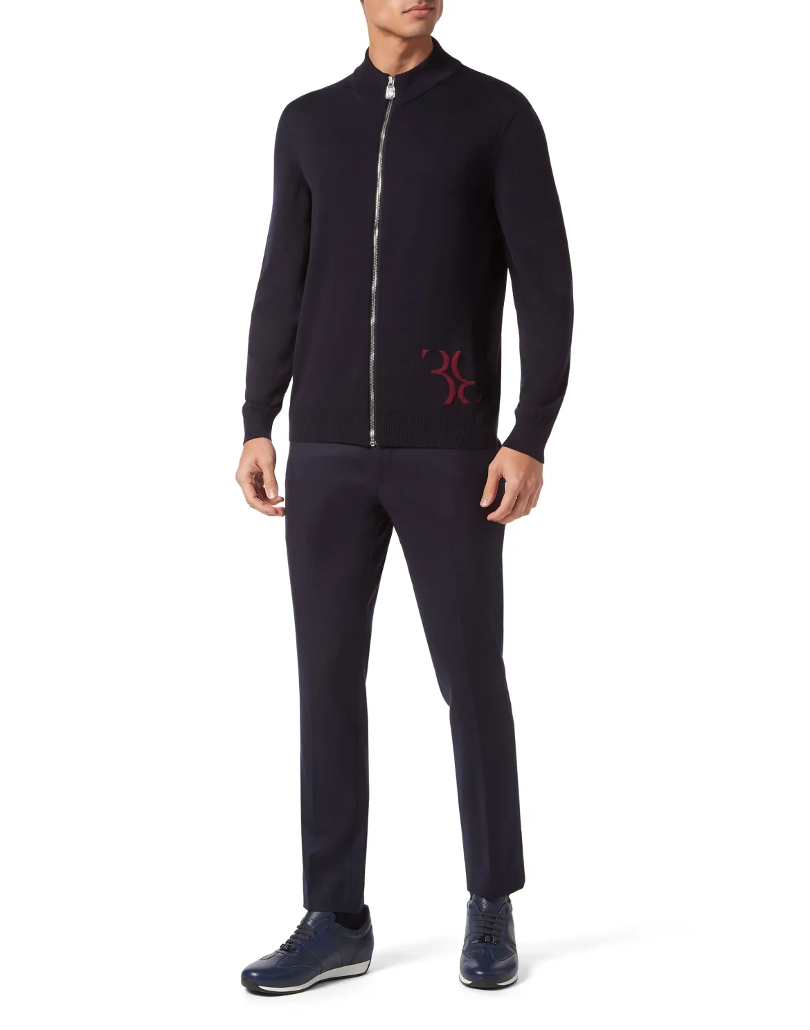 Wool and Silk Pullover full zip, цвет: Синий