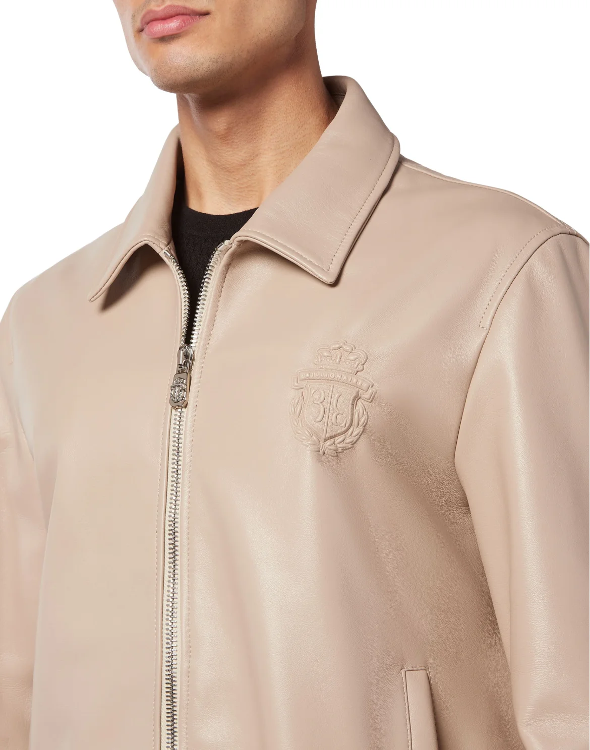 Leather Bomber, цвет: Бежевый