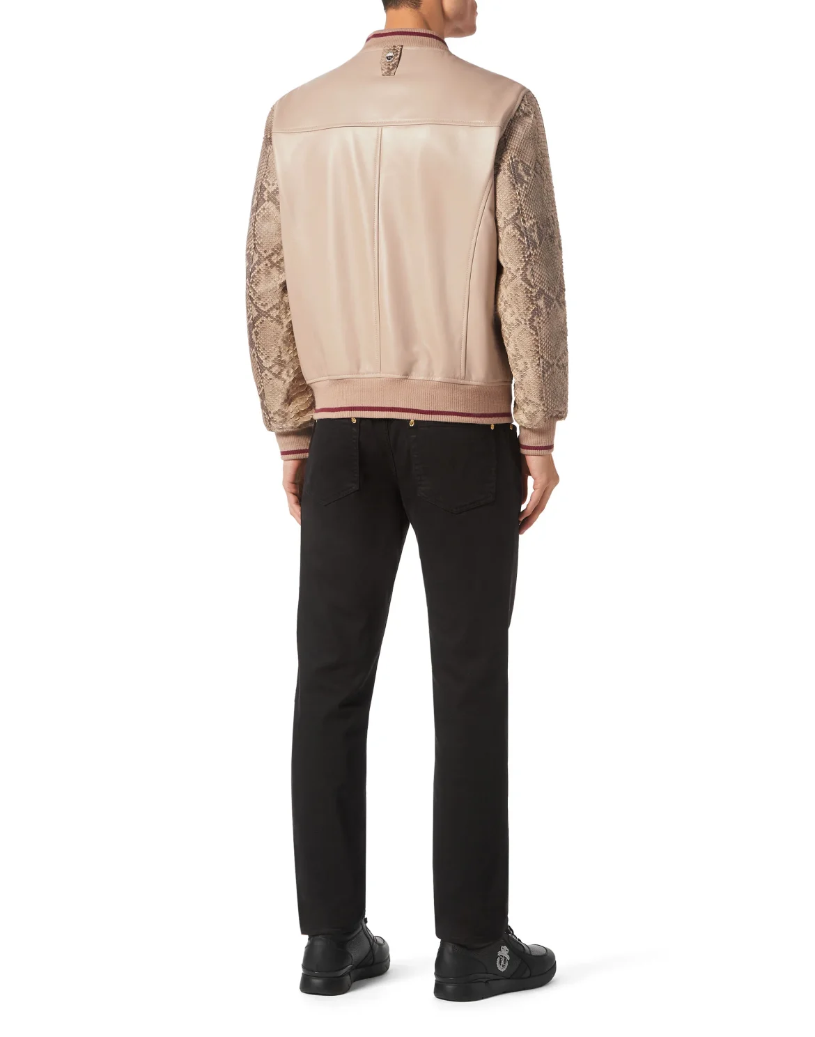 Python Leather Mix Bomber, цвет: Бежевый