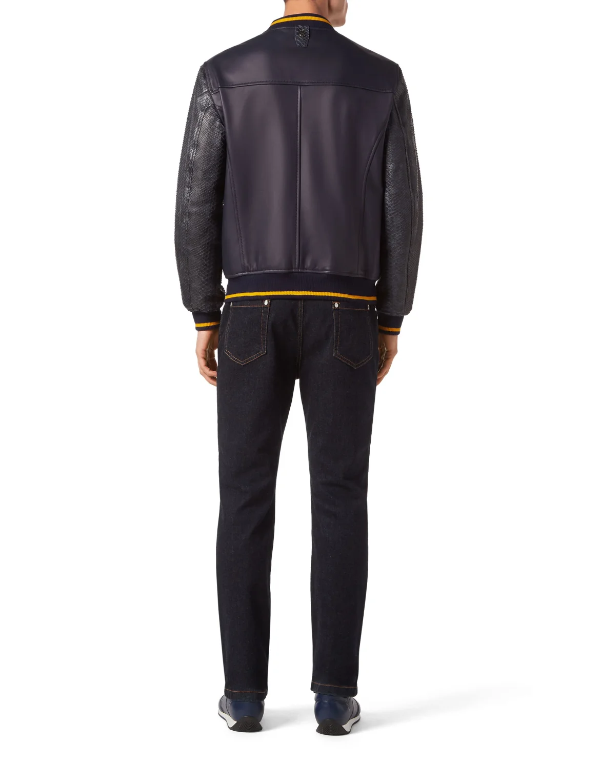 Python Leather Mix Bomber, цвет: Синий