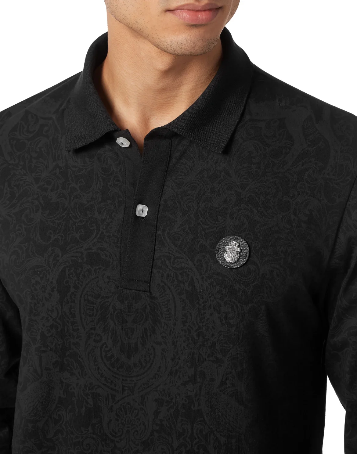 Piquet Polo shirt LS, цвет: Черный