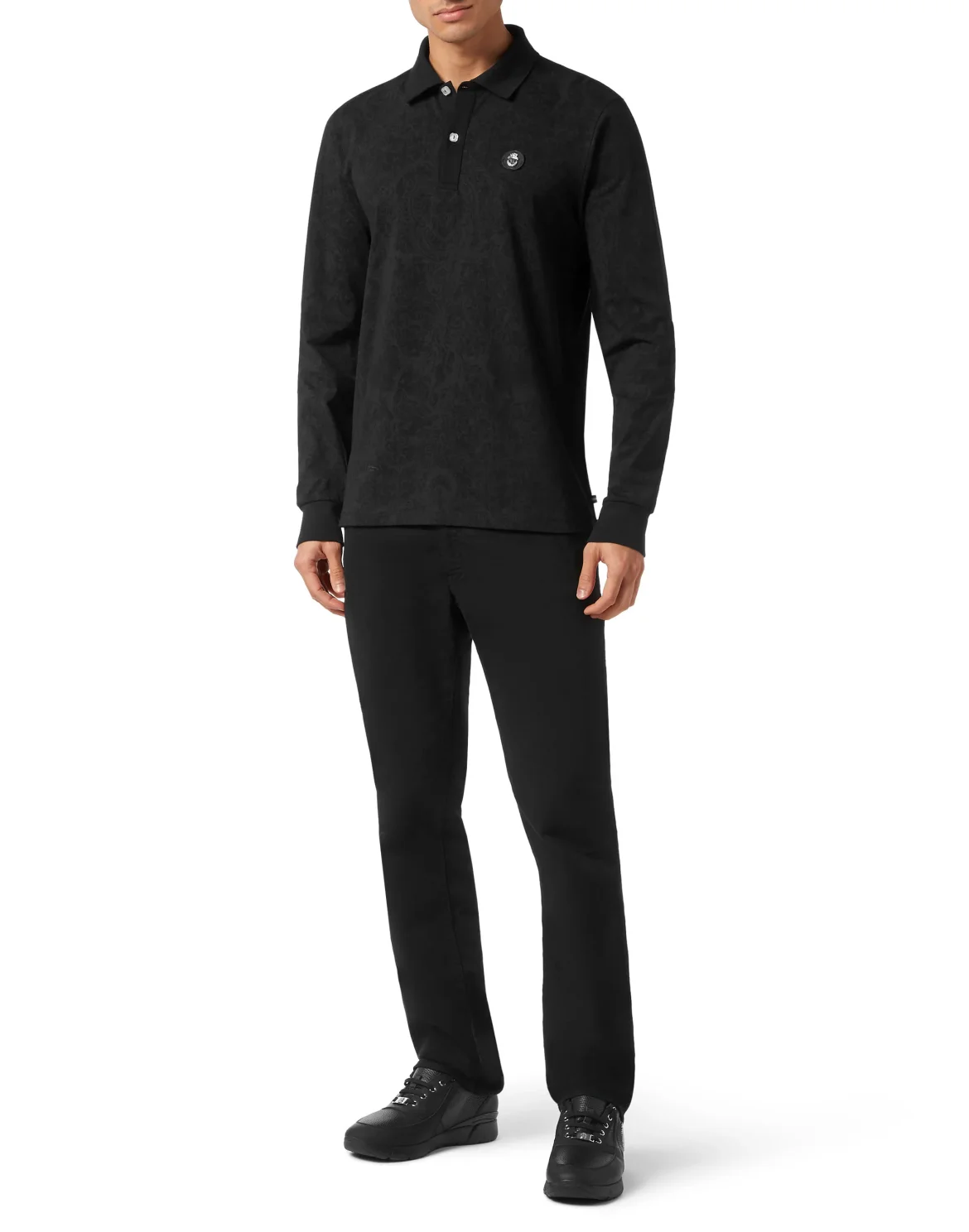 Piquet Polo shirt LS, цвет: Черный