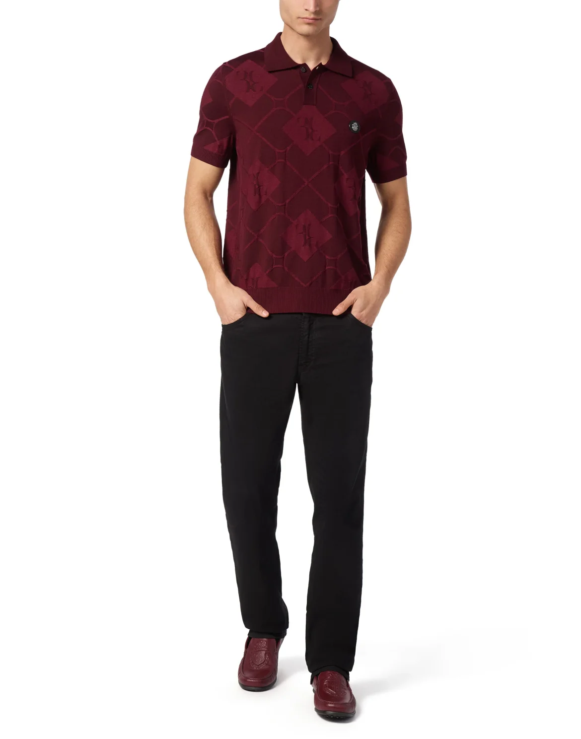 Silk/Wool Pullover Polo-Neck SS, цвет: Красный