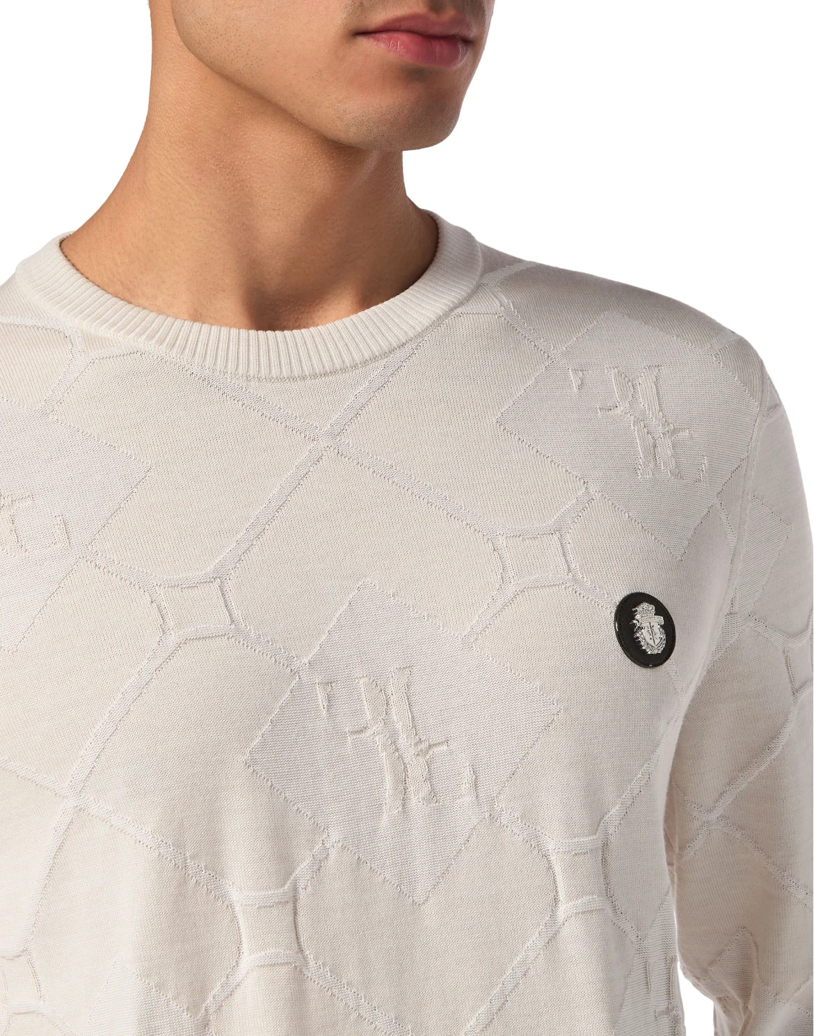 Silk/Wool Pullover Round Neck LS, цвет: Белый