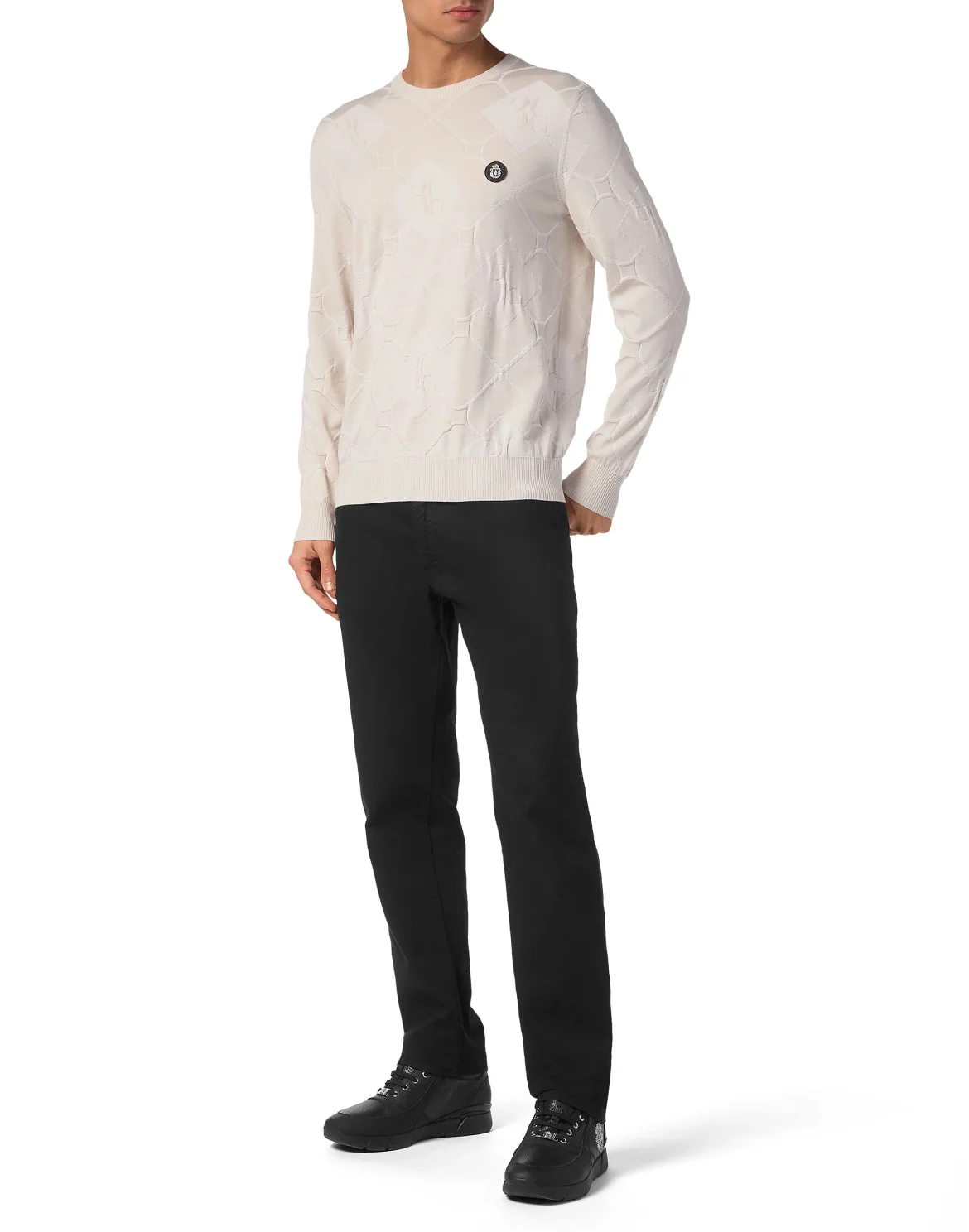 Silk/Wool Pullover Round Neck LS, цвет: Белый