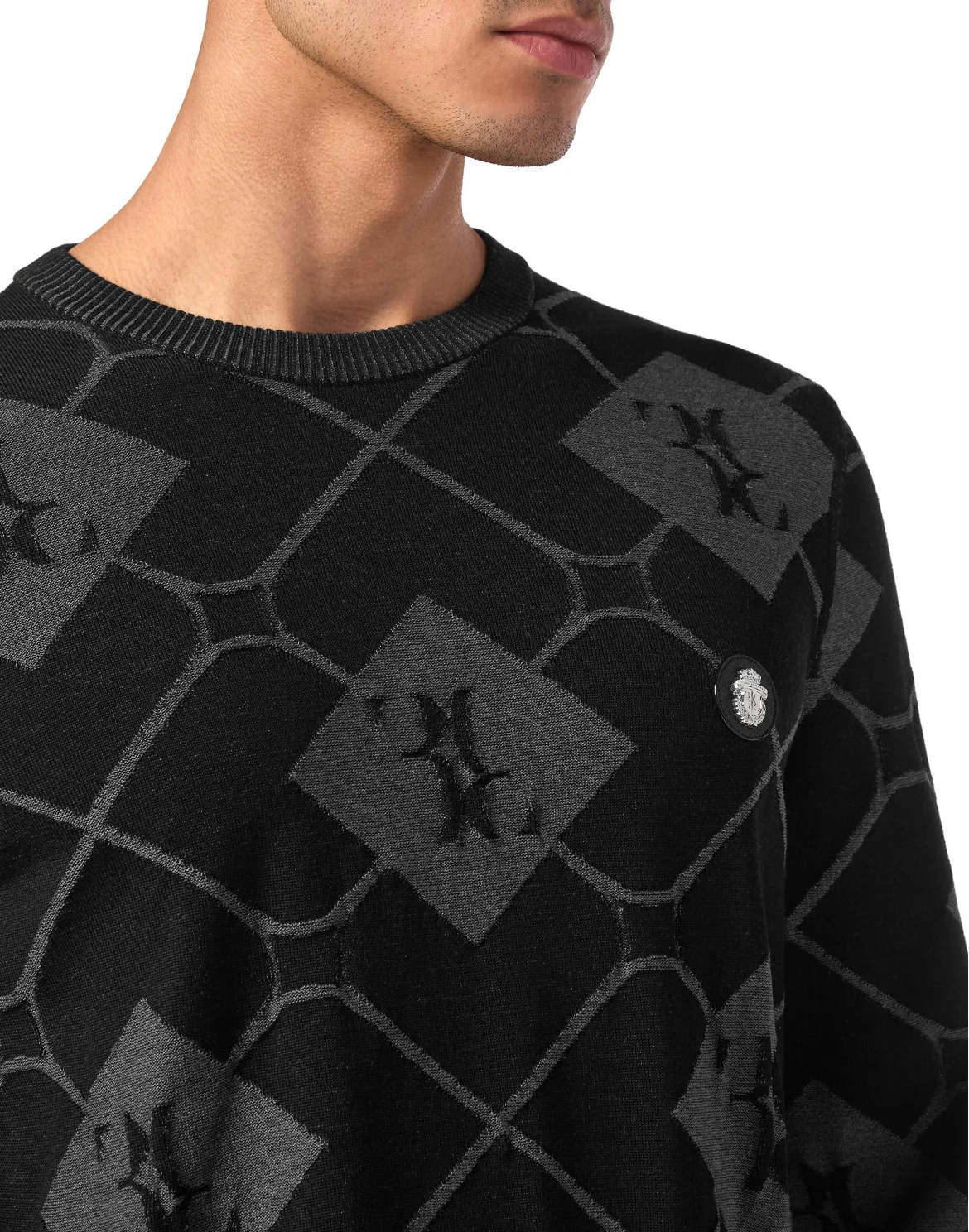 Silk/Wool Pullover Round Neck LS, цвет: Черный