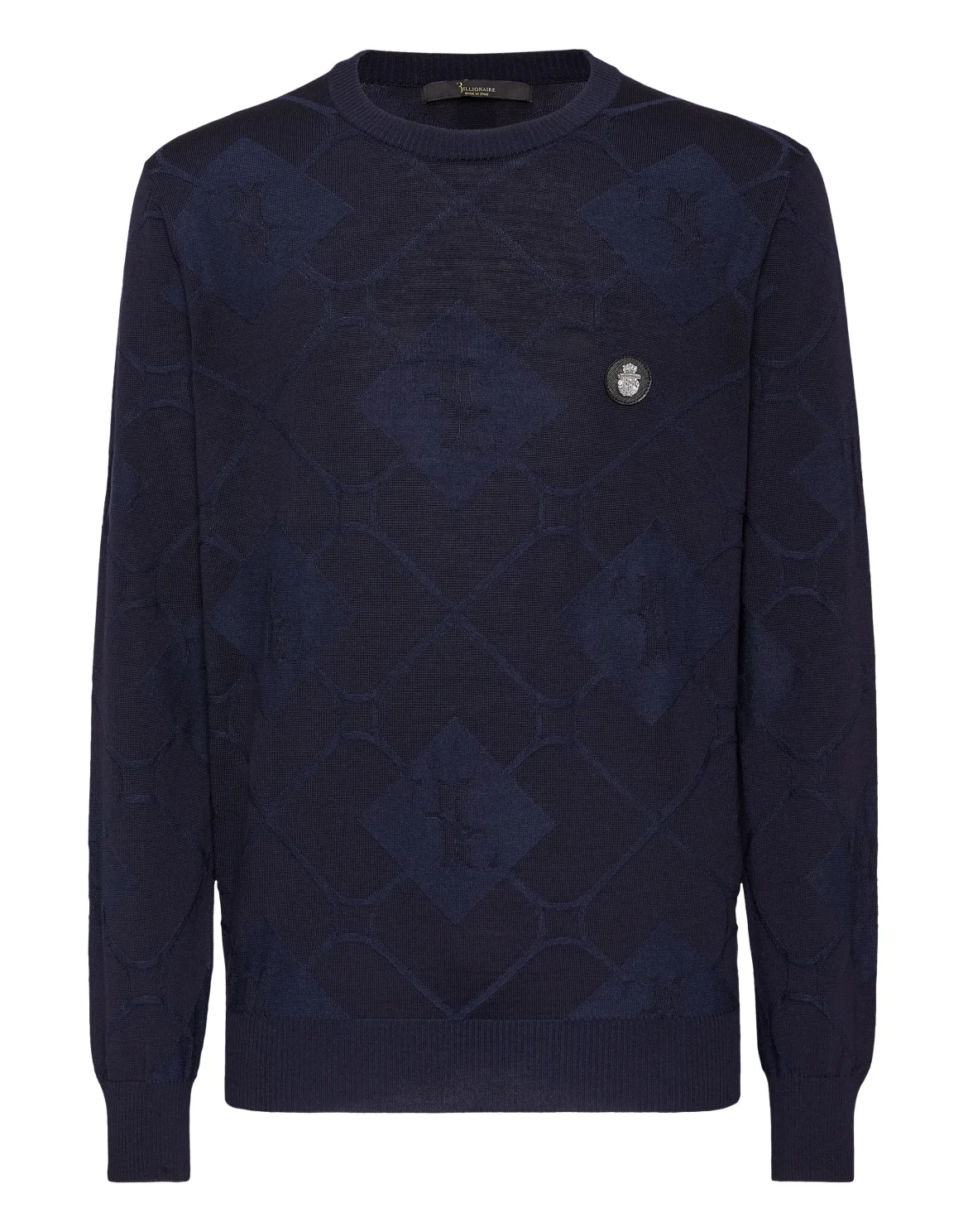 Silk/Wool Pullover Round Neck LS, цвет: Синий