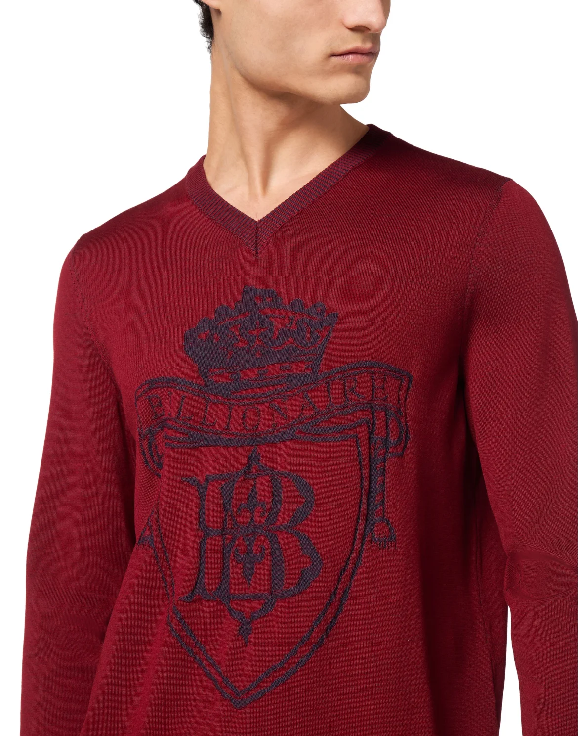 Silk/Wool Pullover V-Neck LS, цвет: Красный