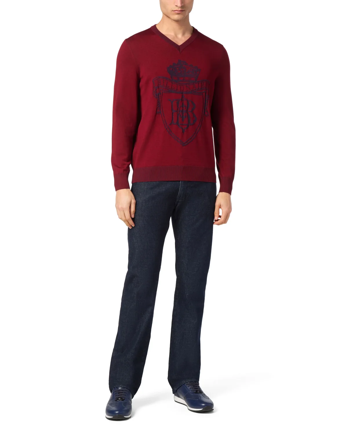 Silk/Wool Pullover V-Neck LS, цвет: Красный