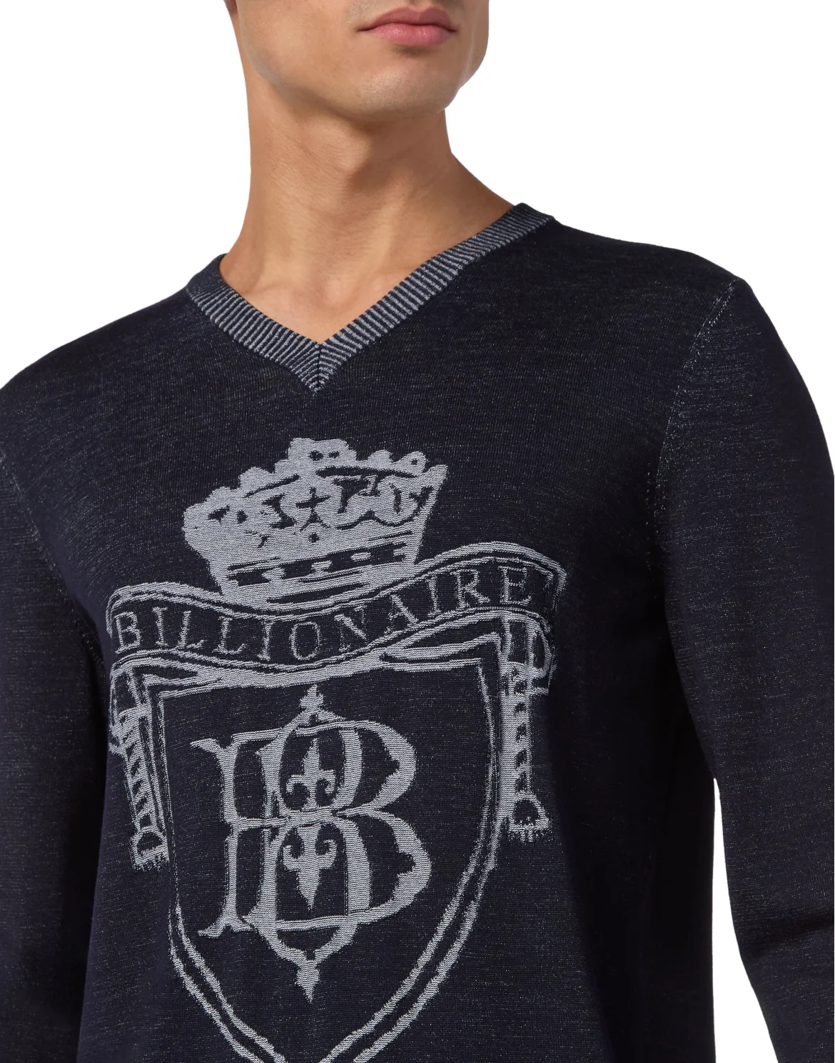 Silk/Wool Pullover V-Neck LS, цвет: Синий