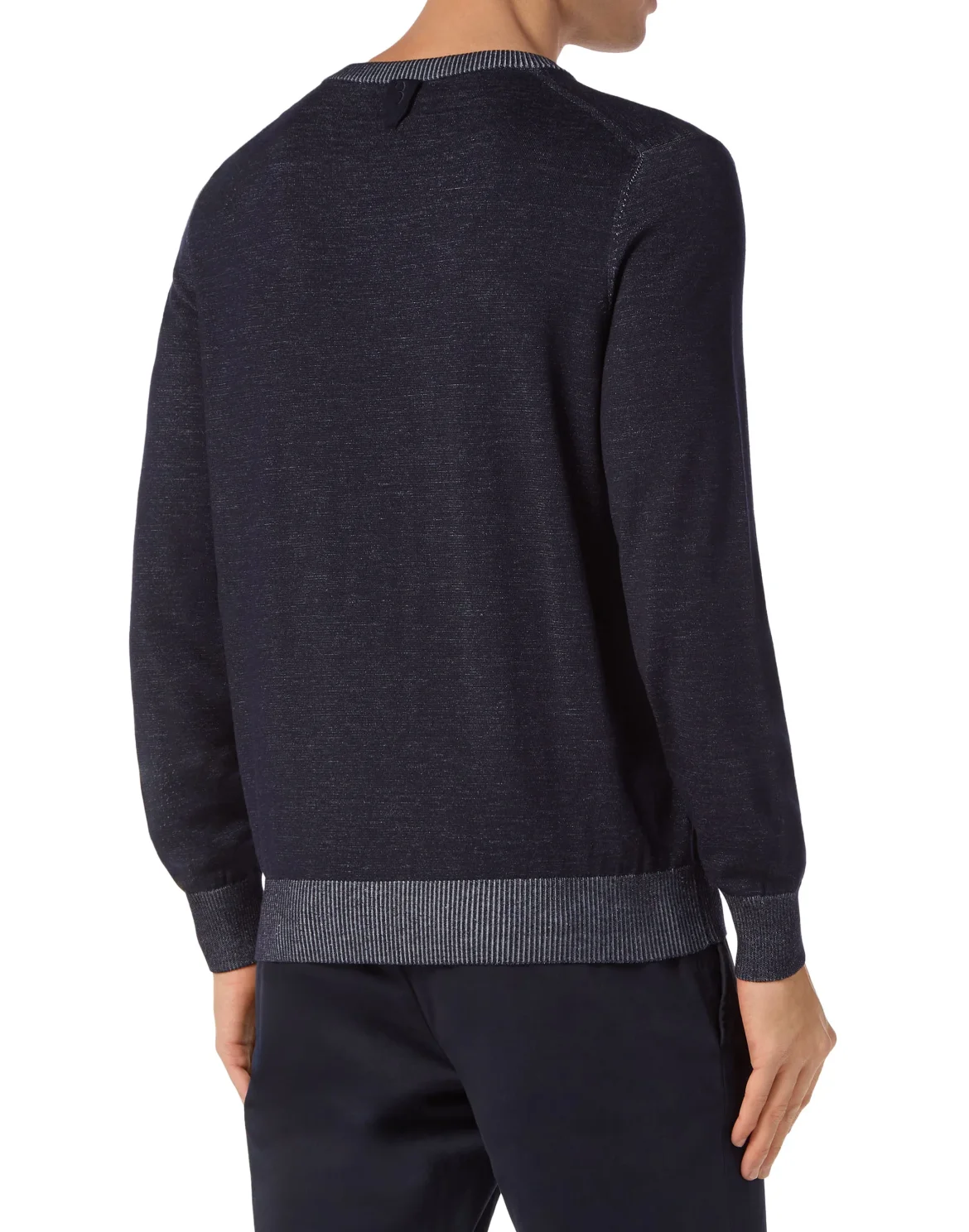 Silk/Wool Pullover V-Neck LS, цвет: Синий
