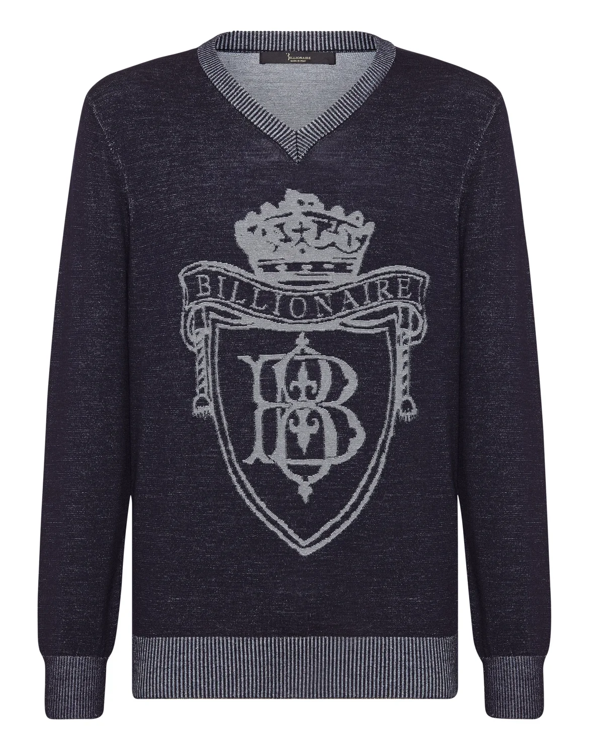 Silk/Wool Pullover V-Neck LS, цвет: Синий