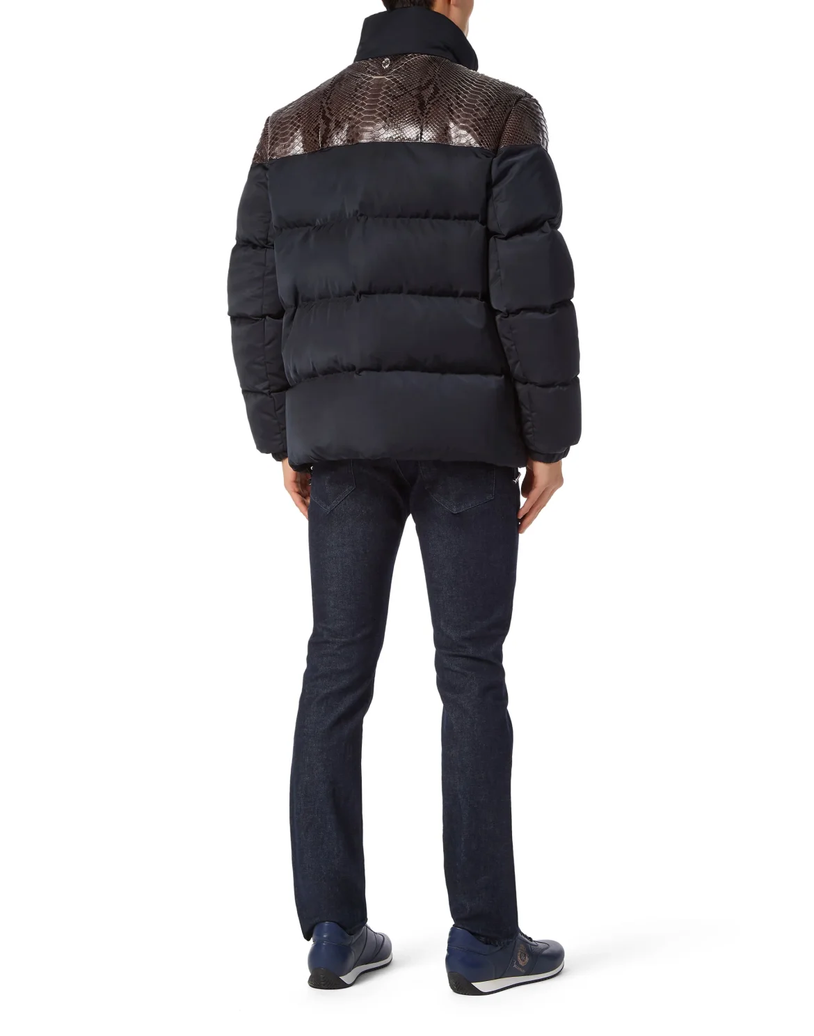 Nylon Down Jacket With Python Inserts, цвет: Синий
