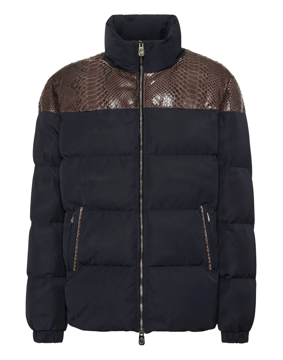 Nylon Down Jacket With Python Inserts, цвет: Синий
