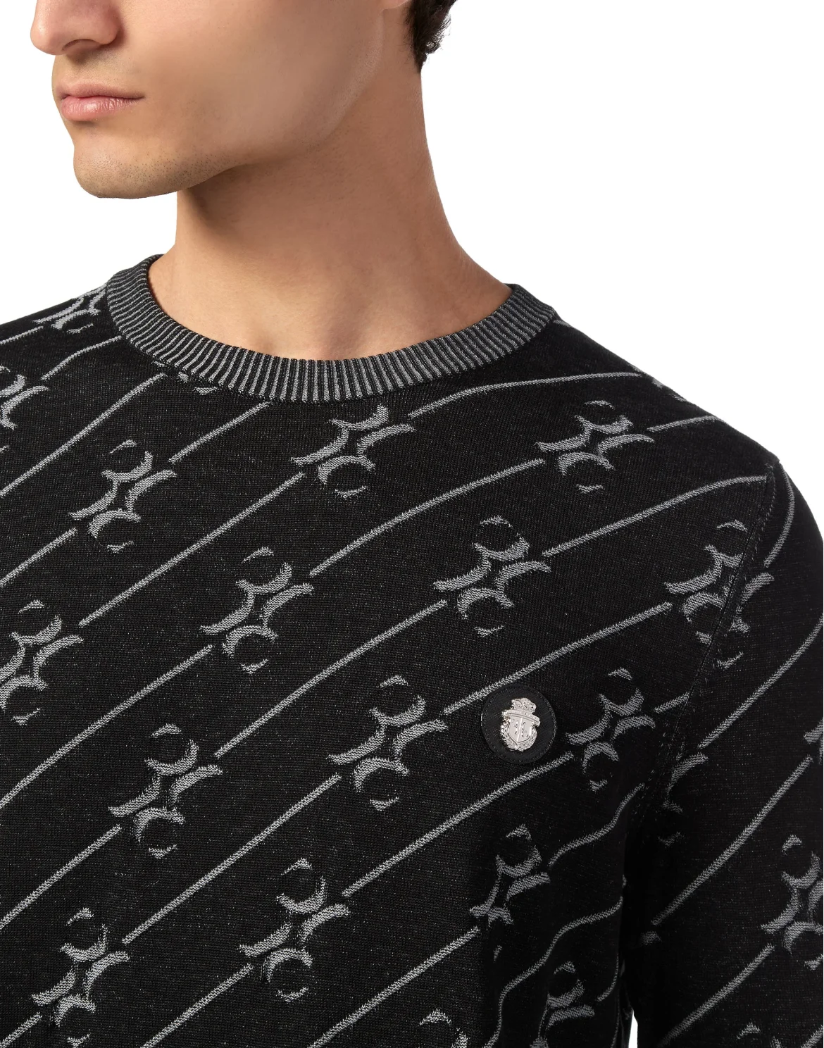 Silk Pullover Round Neck LS, цвет: Черный