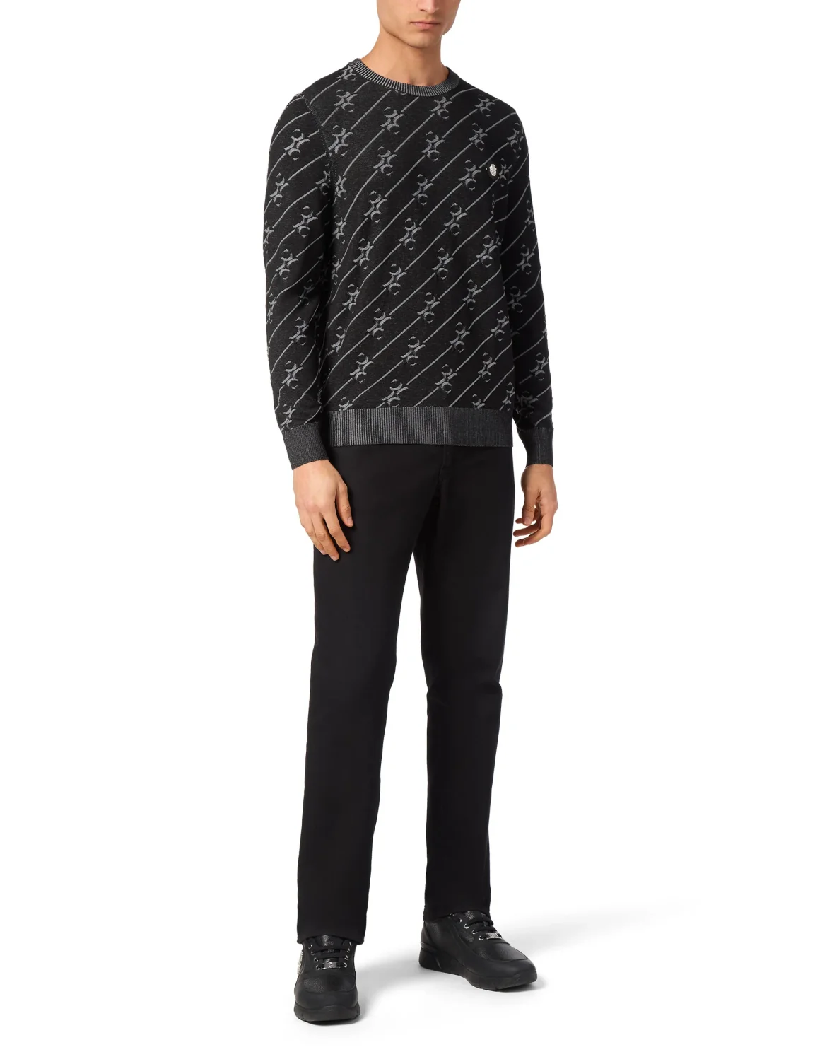 Silk Pullover Round Neck LS, цвет: Черный