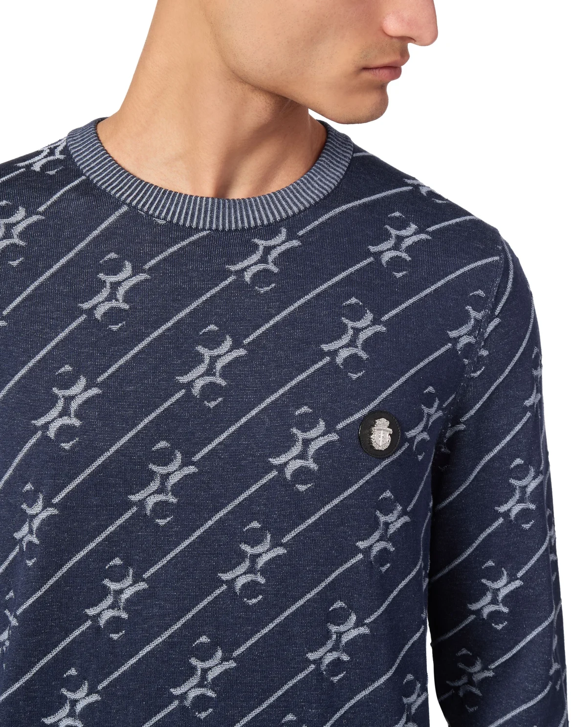 Silk Pullover Round Neck LS, цвет: Синий