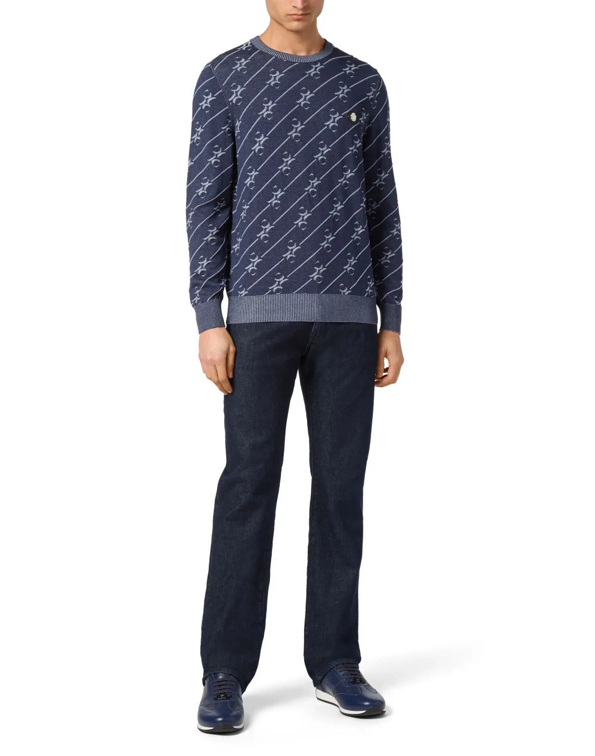 Silk Pullover Round Neck LS, цвет: Синий