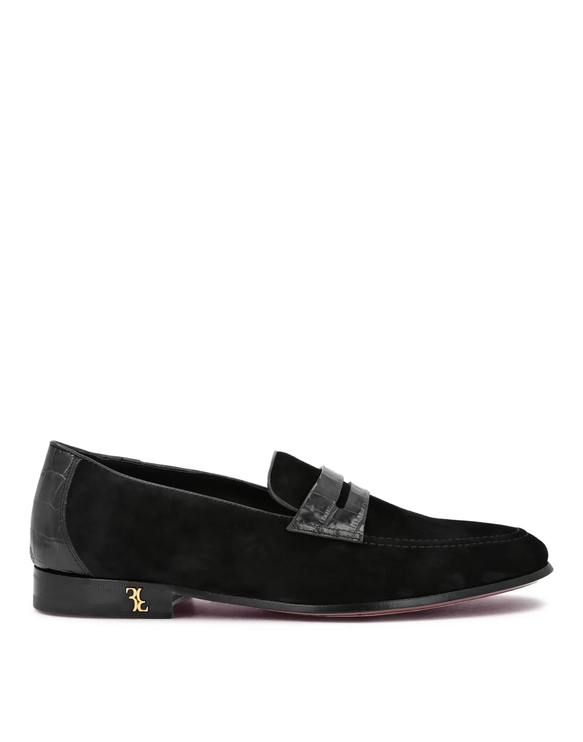 Crocco Printed Suede Loafers, цвет: Черный
