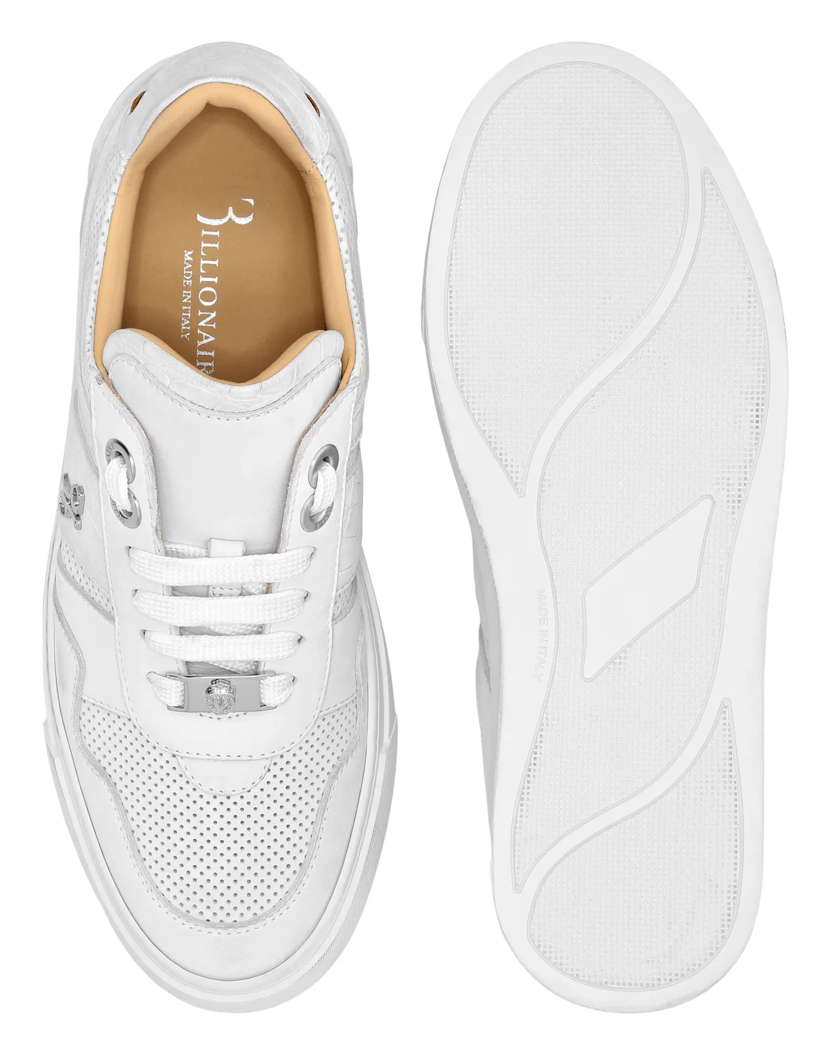 Nubuck Croco Printed Lo-Top Sneakers, цвет: Белый
