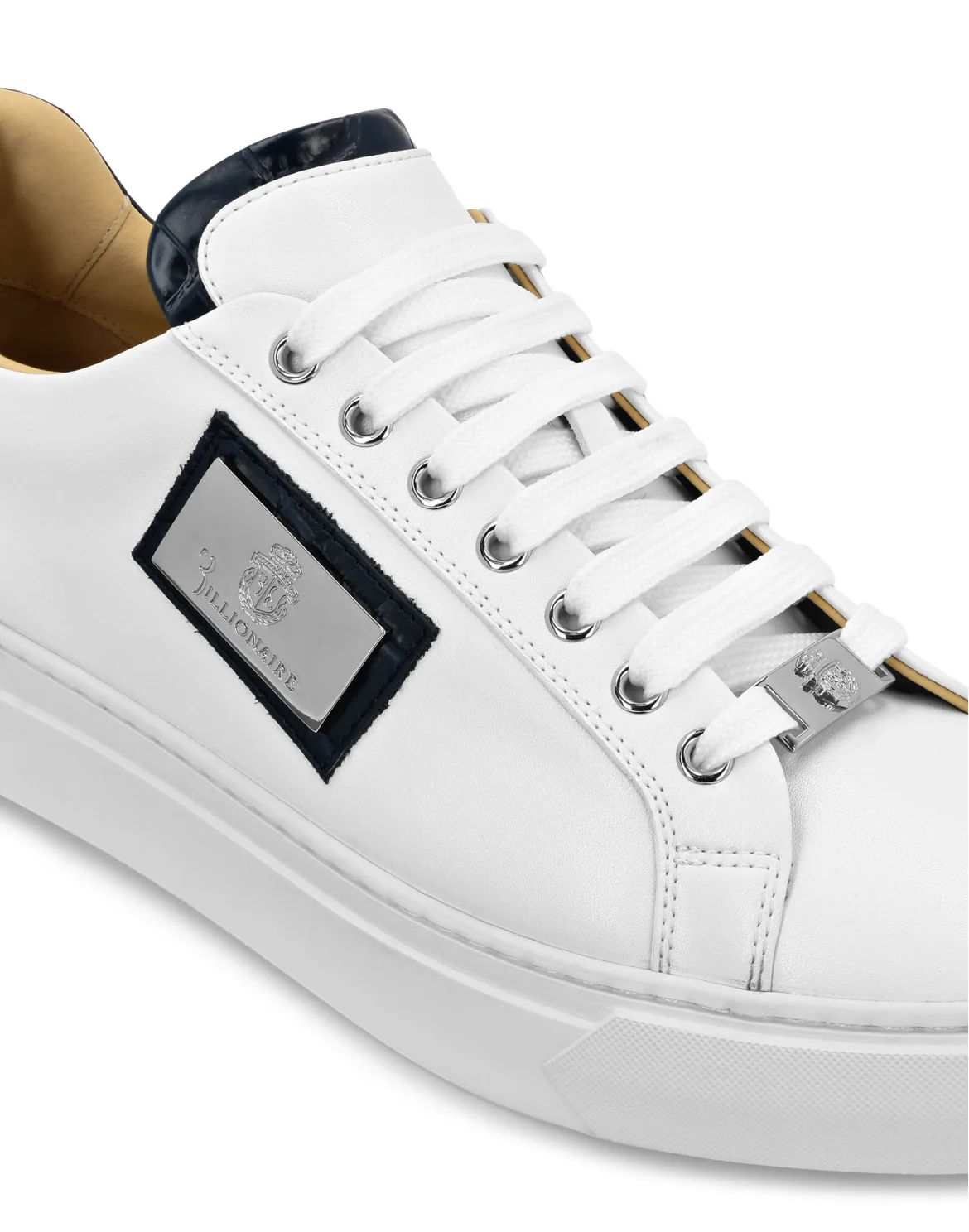 Croco Printed Nappa Leather Lo-Top Sneakers, цвет: Синий