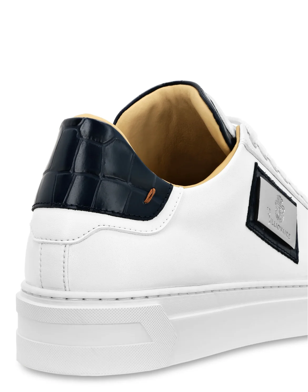 Croco Printed Nappa Leather Lo-Top Sneakers, цвет: Синий