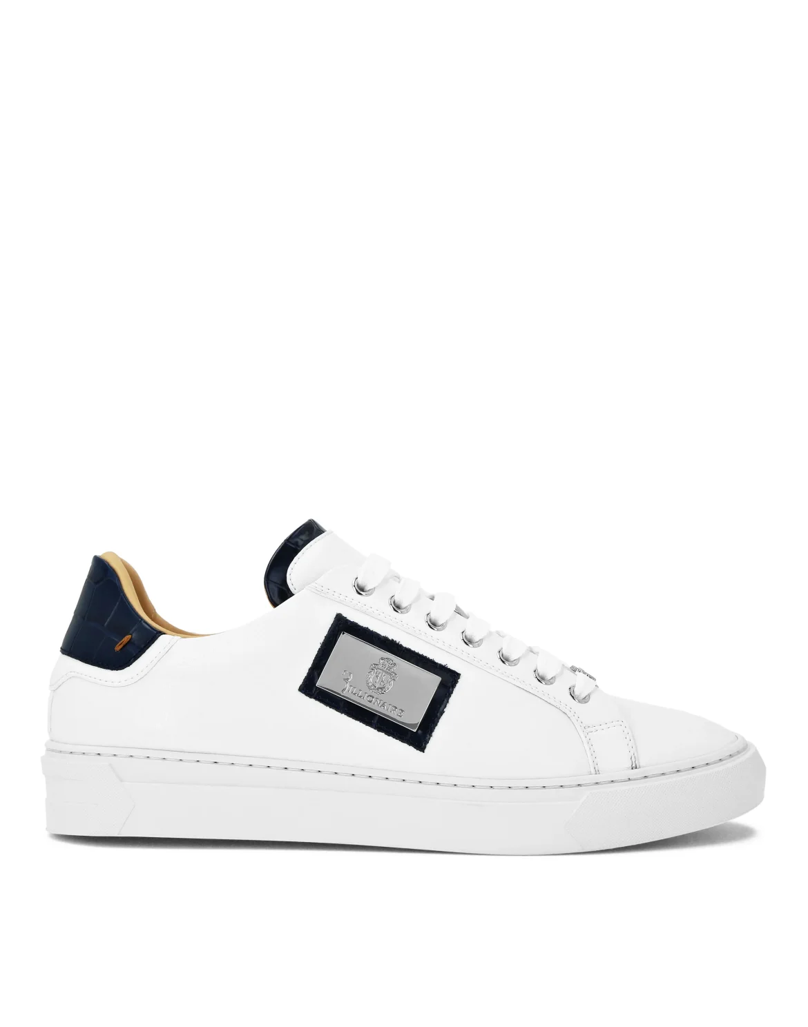 Croco Printed Nappa Leather Lo-Top Sneakers, цвет: Синий