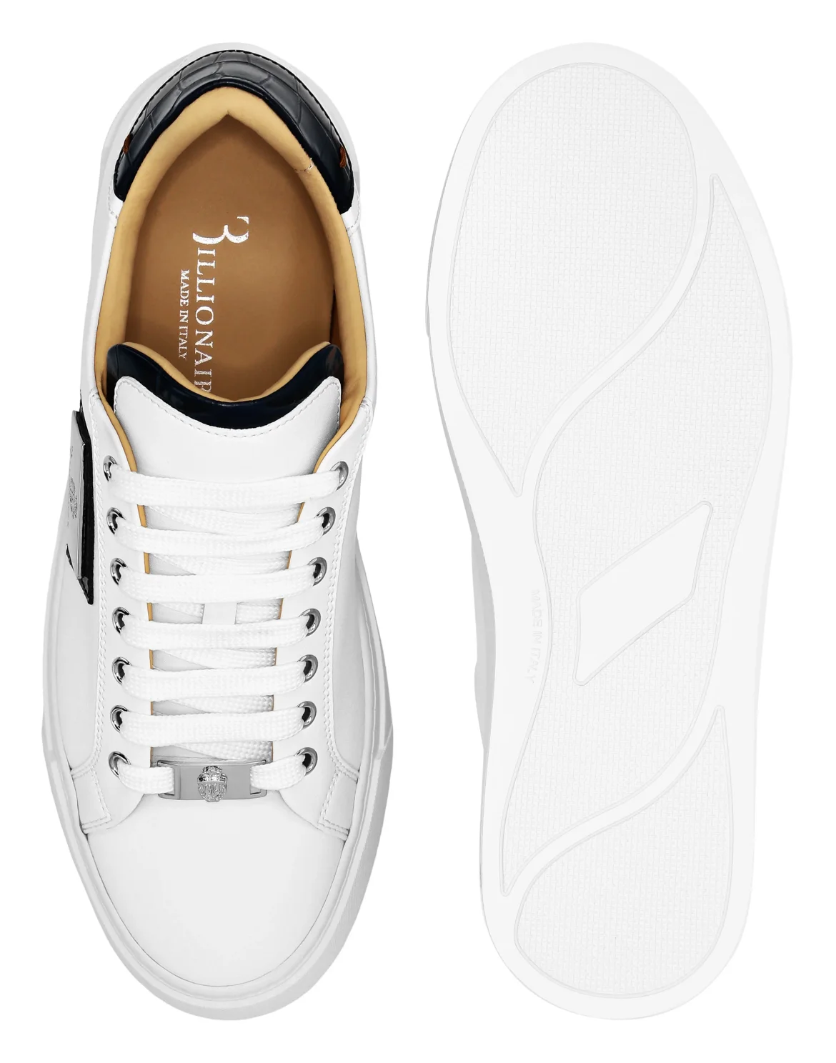 Croco Printed Nappa Leather Lo-Top Sneakers, цвет: Синий