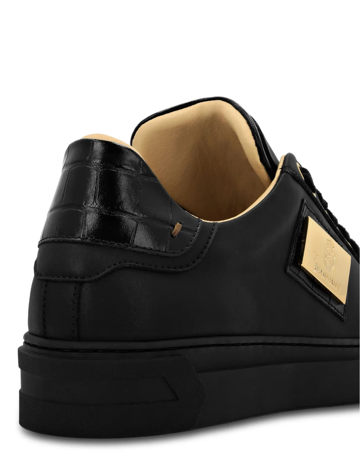 Croco Printed Nappa Leather Lo-Top Sneakers, цвет: Черный
