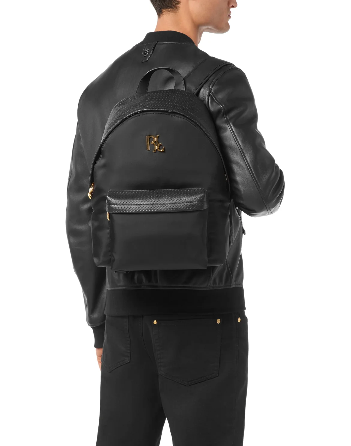 Backpack Nylon + Waved Leather, цвет: Черный