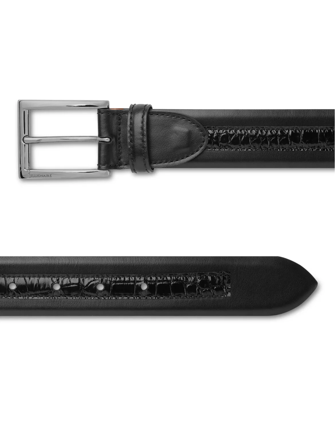 Leather Belt Crocco, цвет: Черный