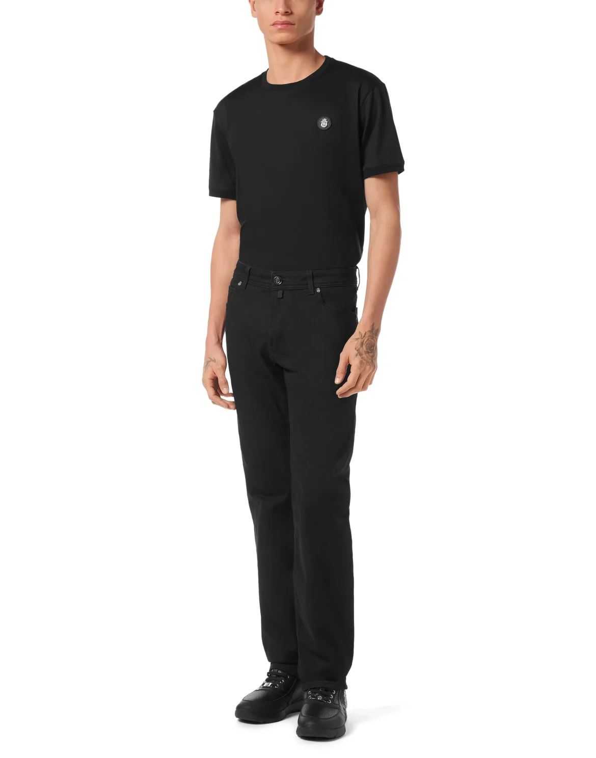 Embroidered 5 Pockets Regular Cut Jeans, цвет: Черный