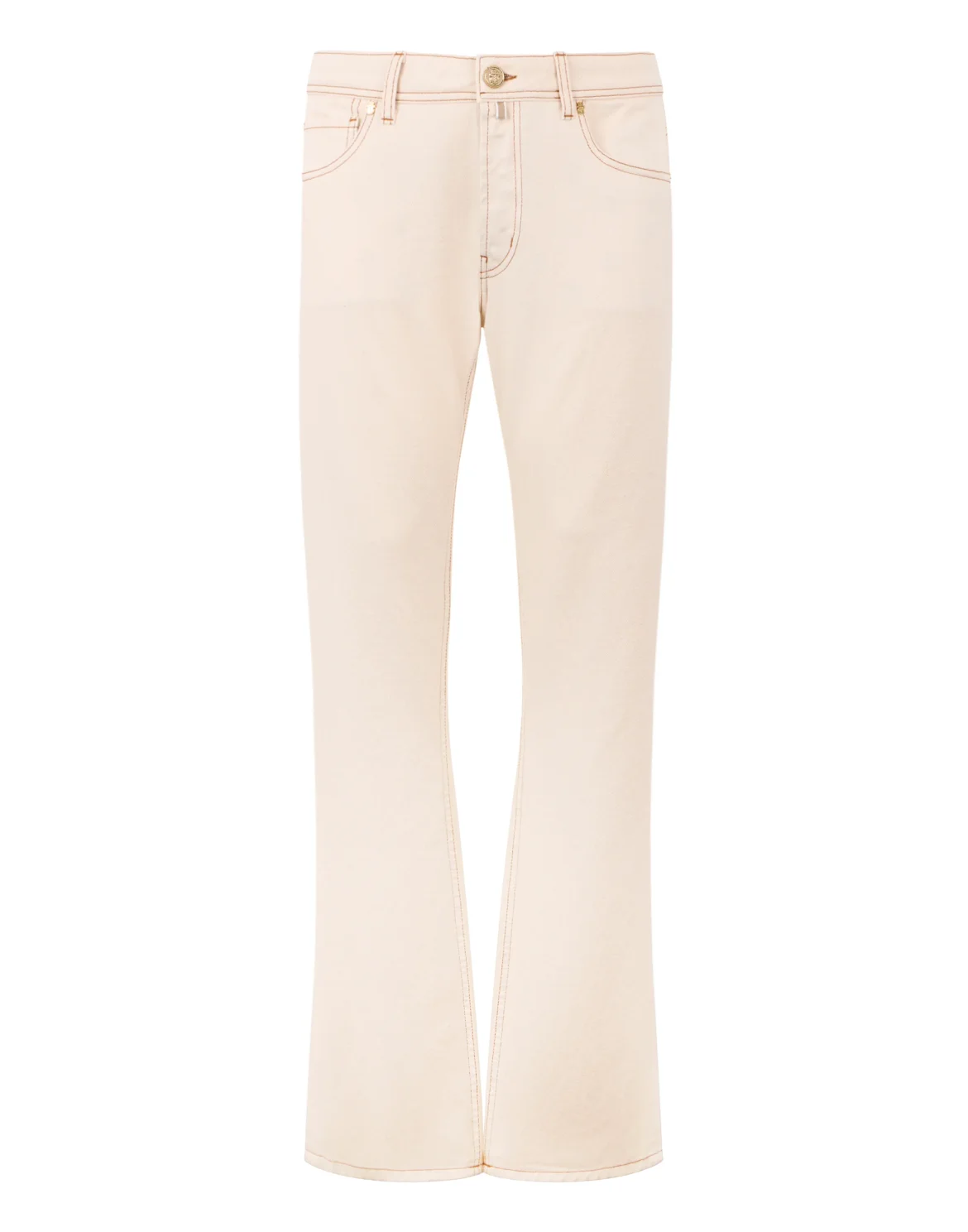 Embroidered 5 Pockets Regular Cut Jeans, цвет: Бежевый