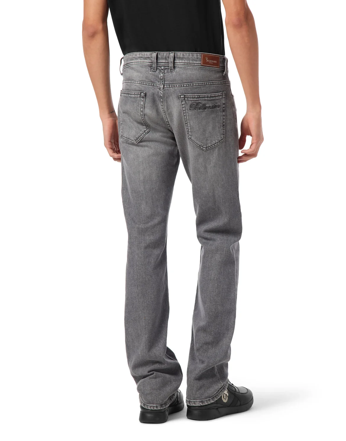 Embroidered 5 Pockets Regular Cut Jeans, цвет: Серый