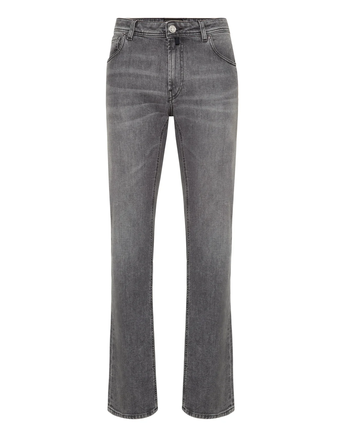 Embroidered 5 Pockets Regular Cut Jeans, цвет: Серый