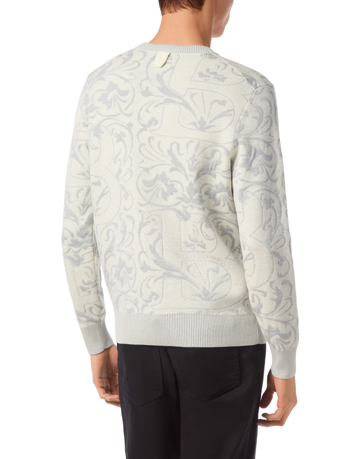 Wool Silk Round Neck Pullover Jacquard, цвет: Бежевый