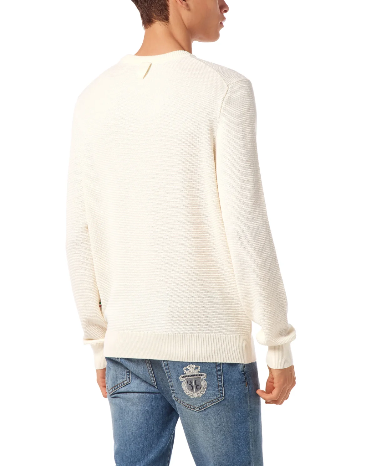 Embroidered Wool Silk Round Neck Pullover, цвет: Бежевый
