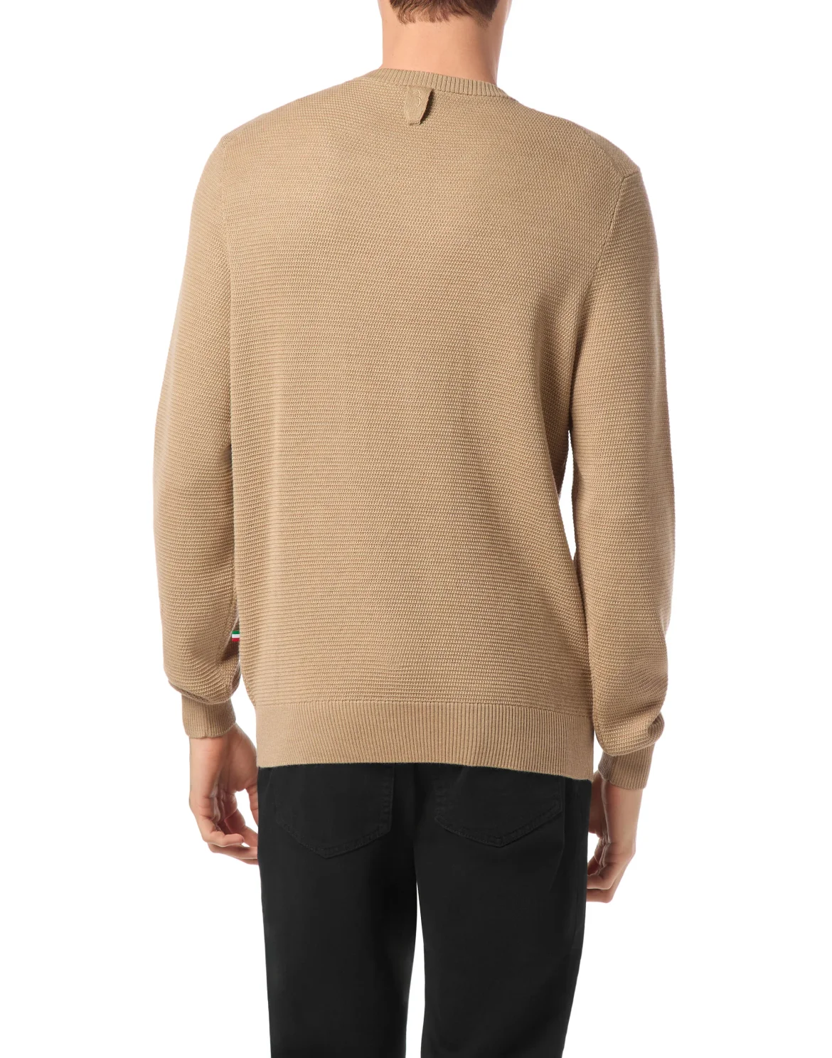Embroidered Wool Silk Round Neck Pullover, цвет: Бежевый